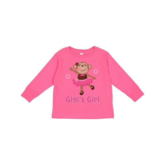 Inktastic Gigi's Girl Monkey Girls Long Sleeve Toddler T-Shirt