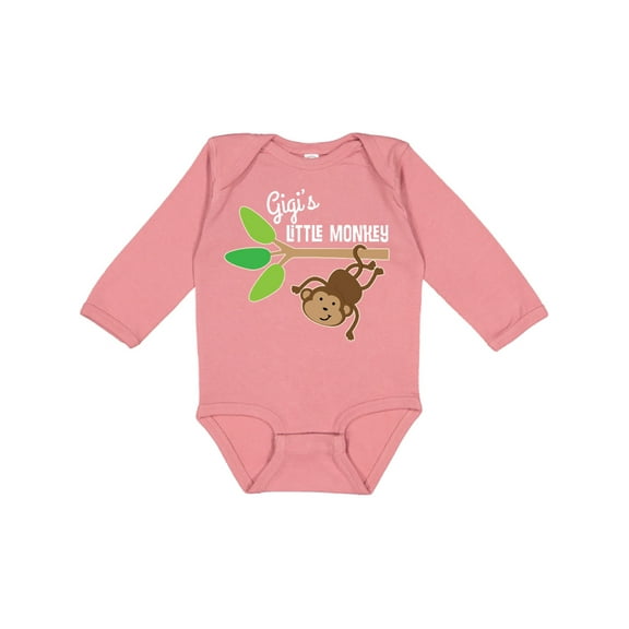 Inktastic Gigi's Little Monkey Grandchild Boys or Girls Long Sleeve Baby Bodysuit