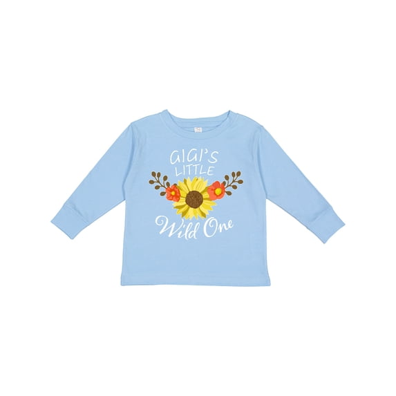 Inktastic Gigi's Little Wild 1 with Beautiful Sunflower Boys or Girls Long Sleeve Toddler T-Shirt