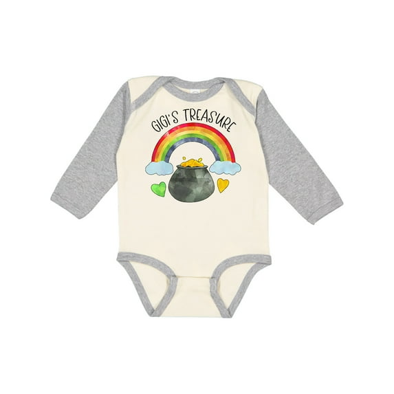 Inktastic Gigi's Treasure St. Patrick's Day Rainbow and Gold Boys or Girls Long Sleeve Baby Bodysuit