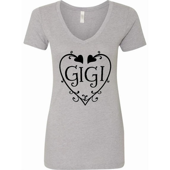 Inktastic Gigi with Hearts and Swirls Women's V-Neck T-Shirt