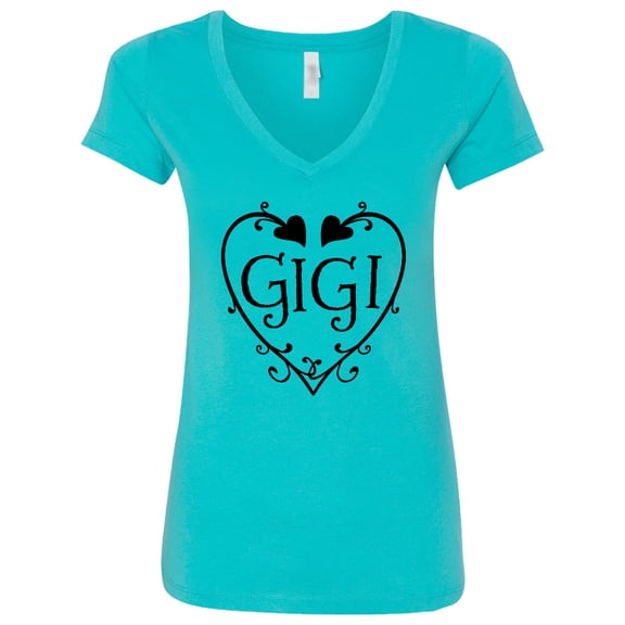 Inktastic Gigi with Hearts and Swirls Women's V-Neck T-Shirt