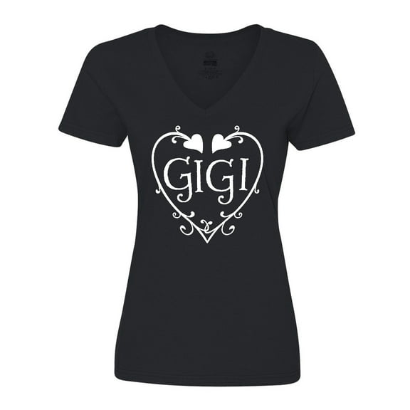 Inktastic Gigi with hearts and swirls Women's V-Neck T-Shirt