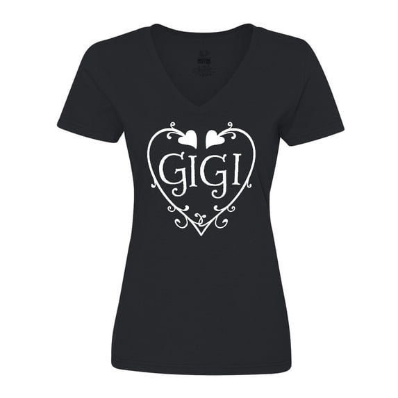 Inktastic Gigi with hearts and swirls Women's V-Neck T-Shirt