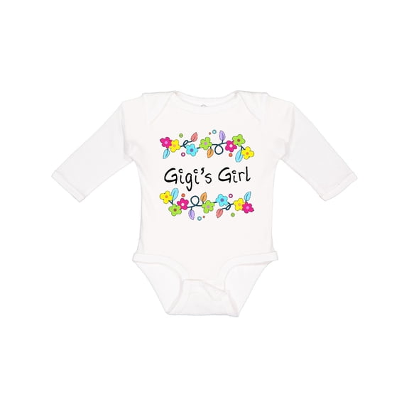 Inktastic Gigis Girl- Bright Flowers Girls Long Sleeve Baby Bodysuit