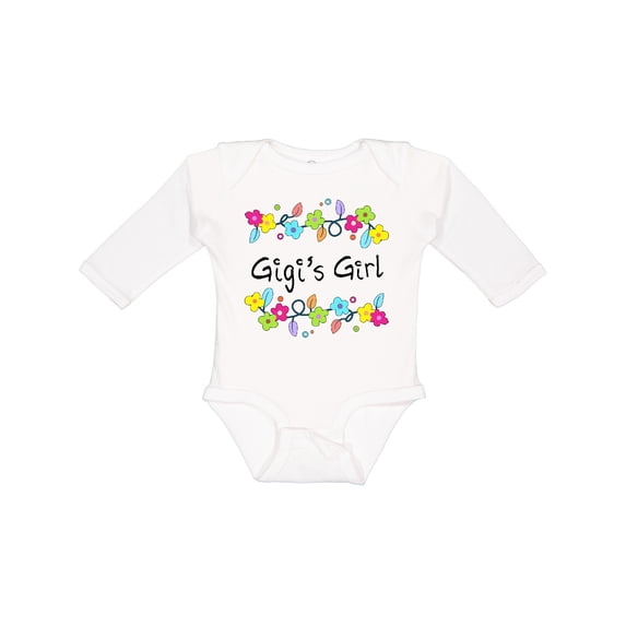Inktastic Gigis Girl- Bright Flowers Girls Long Sleeve Baby Bodysuit