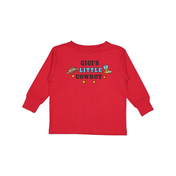 Inktastic Gigis Little Cowboy with Cowboy Hat and Boots Boys Long Sleeve Toddler T-Shirt