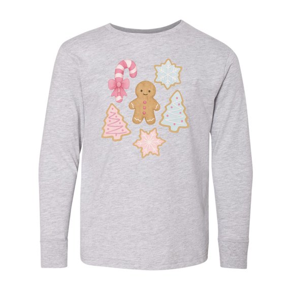 Inktastic Gingerbread Cookies and Christmas Candy Long Sleeve Youth T-Shirt