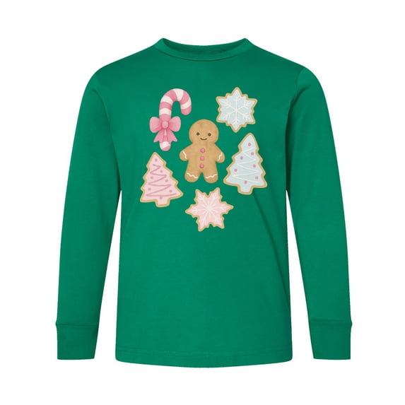 Inktastic Gingerbread Cookies and Christmas Candy Long Sleeve Youth T-Shirt