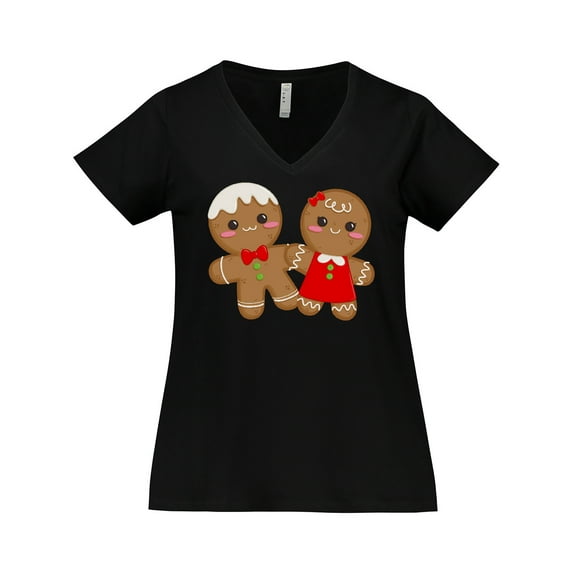 Inktastic Gingerbread Couple Women's Plus Size V-Neck T-Shirt
