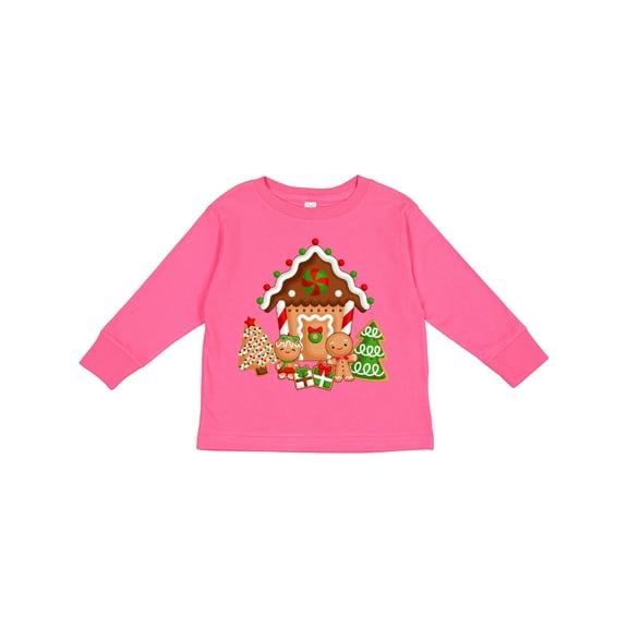 Inktastic Gingerbread House Christmas Boys or Girls Long Sleeve Toddler T-Shirt