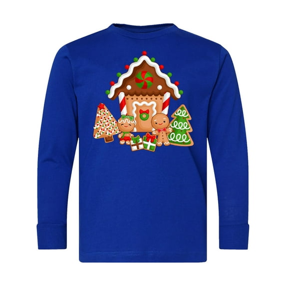 Inktastic Gingerbread House Christmas Long Sleeve Youth T-Shirt