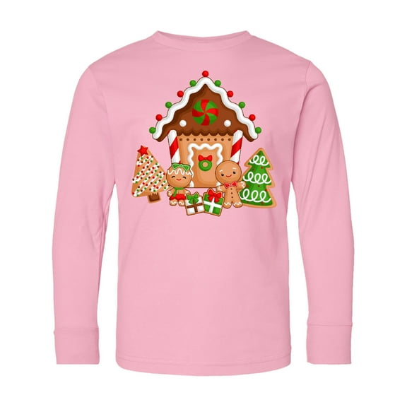 Inktastic Gingerbread House Christmas Long Sleeve Youth T-Shirt
