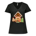thumbnail image 1 of Inktastic Gingerbread House Christmas Women's Plus Size V-Neck T-Shirt, 1 of 5