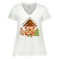 thumbnail image 1 of Inktastic Gingerbread House Christmas Women's Plus Size V-Neck T-Shirt, 1 of 5
