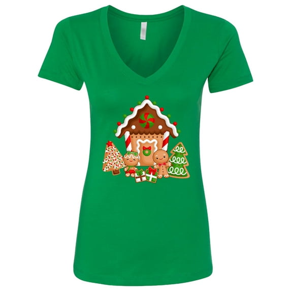 Inktastic Gingerbread House Christmas Women's V-Neck T-Shirt