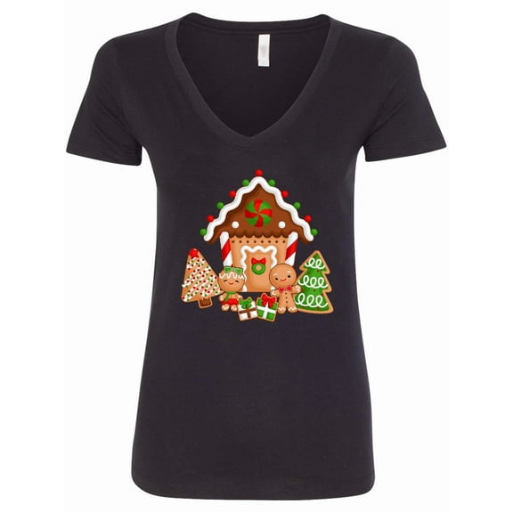 Inktastic Gingerbread House Christmas Women's V-Neck T-Shirt