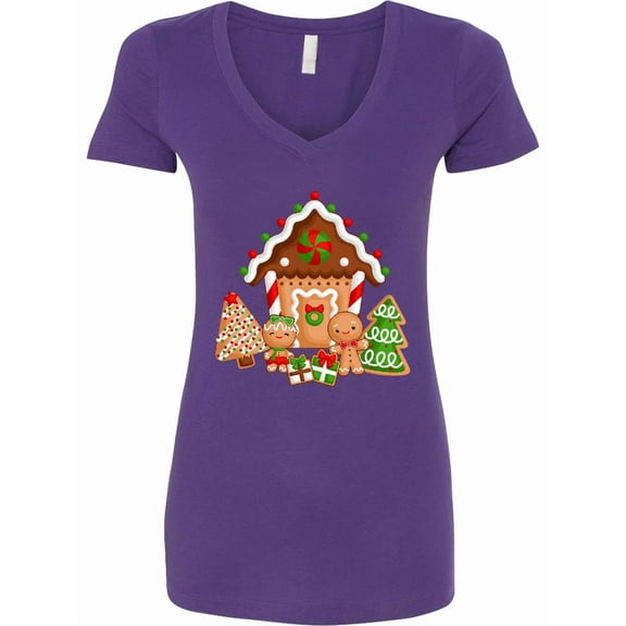 Inktastic Gingerbread House Christmas Women's V-Neck T-Shirt
