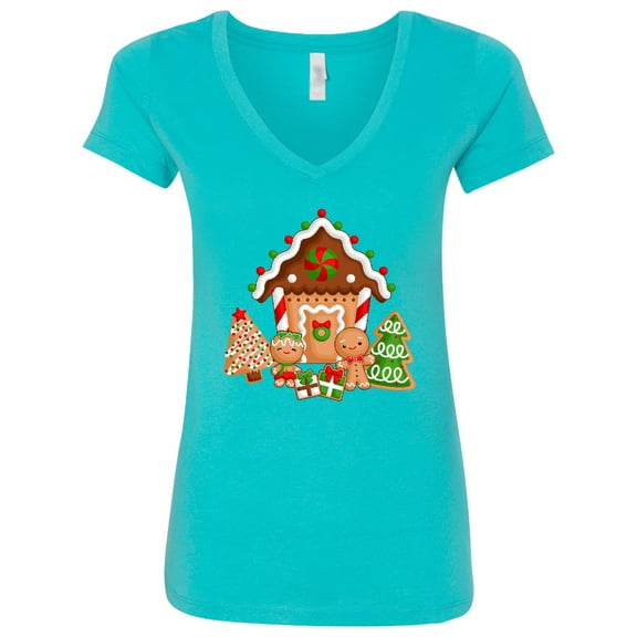 Inktastic Gingerbread House Christmas Women's V-Neck T-Shirt