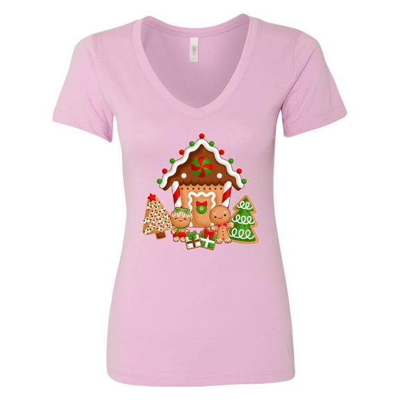 Inktastic Gingerbread House Christmas Women's V-Neck T-Shirt