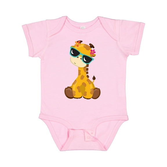Inktastic Giraffe With Blue Sunglasses, Cute Giraffe Boys or Girls Baby Bodysuit