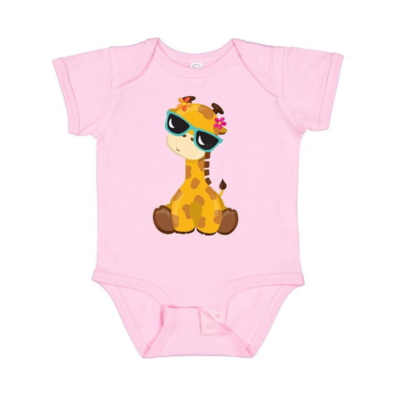 Inktastic Giraffe With Blue Sunglasses, Cute Giraffe Boys or Girls Baby Bodysuit