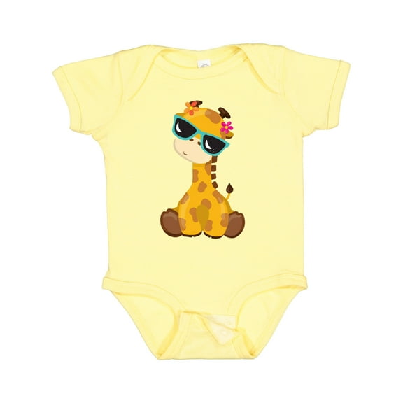 Inktastic Giraffe With Blue Sunglasses, Cute Giraffe Boys or Girls Baby Bodysuit