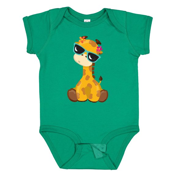 Inktastic Giraffe With Blue Sunglasses, Cute Giraffe Boys or Girls Baby Bodysuit