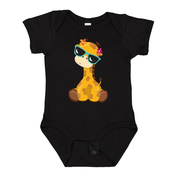 Inktastic Giraffe With Blue Sunglasses, Cute Giraffe Boys or Girls Baby Bodysuit