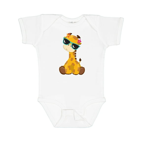 Inktastic Giraffe With Blue Sunglasses, Cute Giraffe Boys or Girls Baby Bodysuit