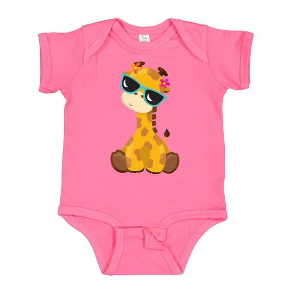 Inktastic Giraffe With Blue Sunglasses, Cute Giraffe Boys or Girls Baby Bodysuit