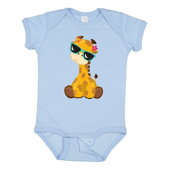 Inktastic Giraffe With Blue Sunglasses, Cute Giraffe Boys or Girls Baby Bodysuit