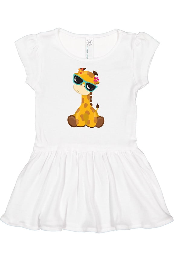 Giraffe With Blue Sunglasses, Cute Giraffe Girls Baby Dress