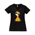 thumbnail image 1 of Inktastic Giraffe With Blue Sunglasses, Cute Giraffe Women's Plus Size V-Neck T-Shirt, 1 of 5
