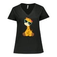 thumbnail image 1 of Inktastic Giraffe With Blue Sunglasses, Cute Giraffe Women's Plus Size V-Neck T-Shirt, 1 of 5