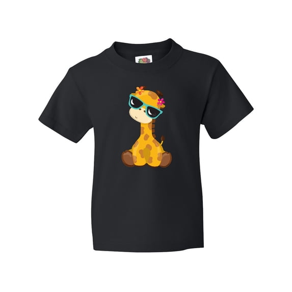 Inktastic Giraffe With Blue Sunglasses, Cute Giraffe Youth T-Shirt