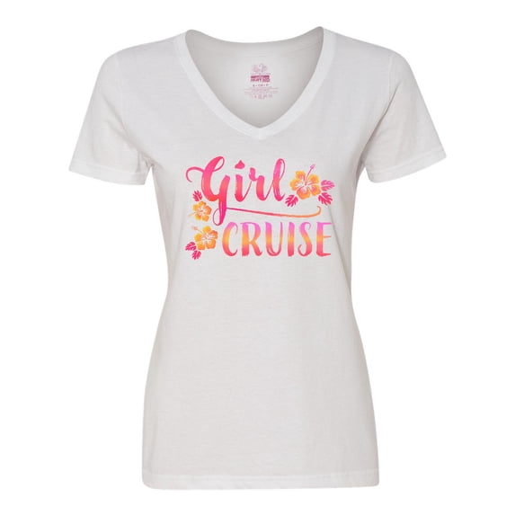 Inktastic Girl Cruise with flowers Women's V-Neck T-Shirt