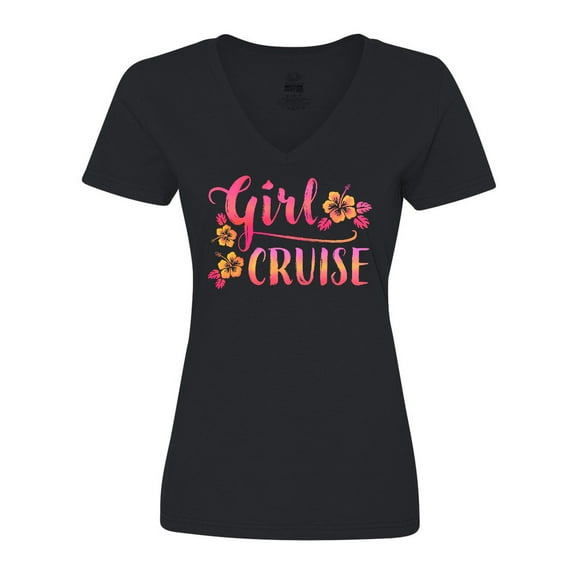 Inktastic Girl Cruise with flowers Women's V-Neck T-Shirt