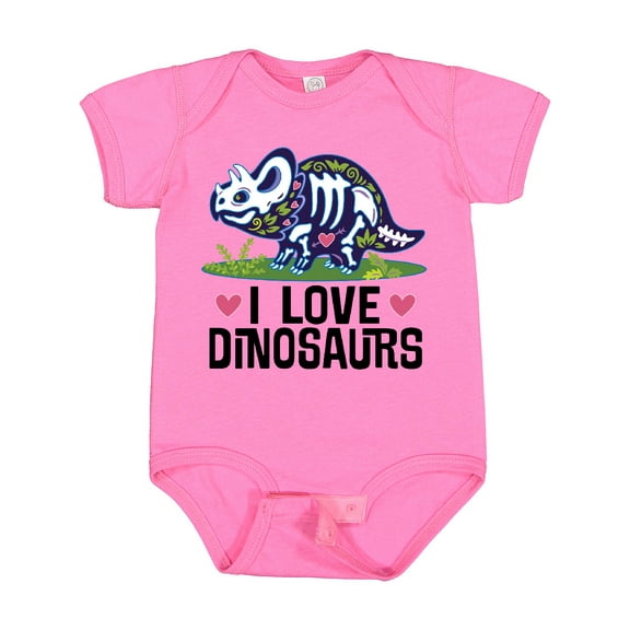 Inktastic Girl Dinosaur I Love Dinosaurs Girls Baby Bodysuit