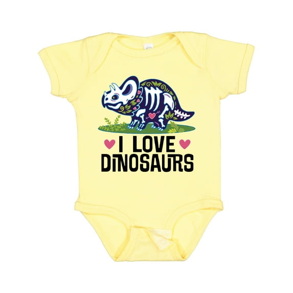 Inktastic Girl Dinosaur I Love Dinosaurs Girls Baby Bodysuit