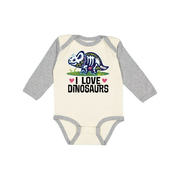 Inktastic Girl Dinosaur I Love Dinosaurs Girls Long Sleeve Baby Bodysuit