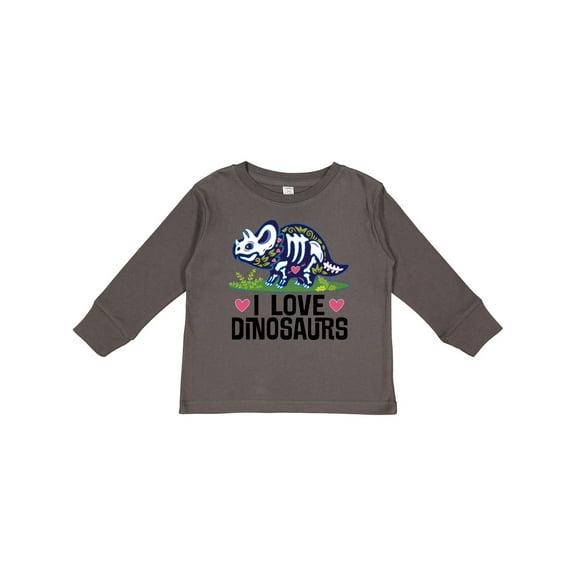 Inktastic Girl Dinosaur I Love Dinosaurs Girls Long Sleeve Toddler T-Shirt