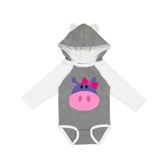 Inktastic Girl Hippo Girls Long Sleeve Baby Bodysuit