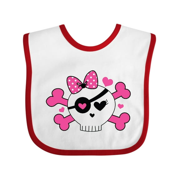 Inktastic Girl Pirate Skull Valentine Girls Baby Bib