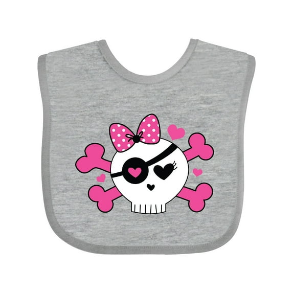 Inktastic Girl Pirate Skull Valentine Girls Baby Bib