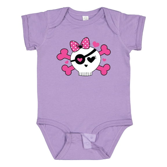 Inktastic Girl Pirate Skull Valentine Girls Baby Bodysuit