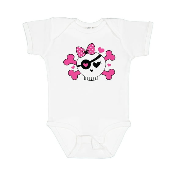 Inktastic Girl Pirate Skull Valentine Girls Baby Bodysuit