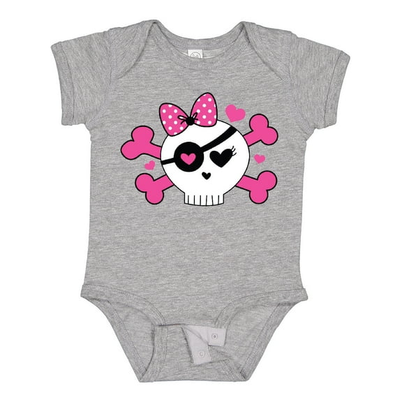 Inktastic Girl Pirate Skull Valentine Girls Baby Bodysuit