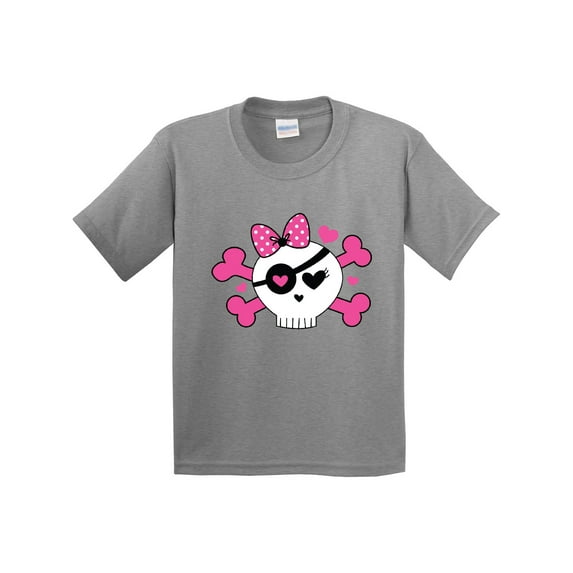 Inktastic Girl Pirate Skull Valentine Youth T-Shirt