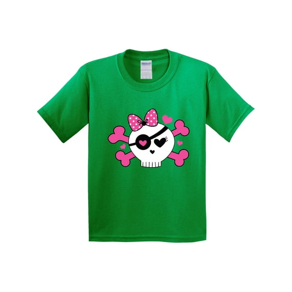 Inktastic Girl Pirate Skull Valentine Youth T-Shirt